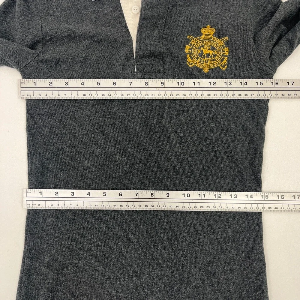 Vintage Ralph Lauren Shirt Dress Crest Cotton Polo L/S Size S Gray Y2K Preppy
